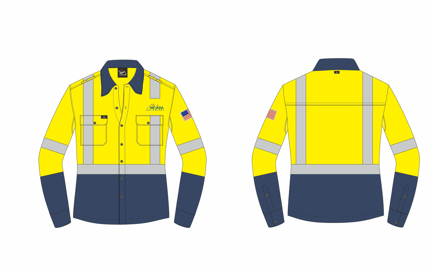 Women's Hi-Visibility Long Sleeve Color Block 65% Polyester/35% Cotton Shirt