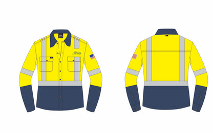 Women's Hi-Visibility Long Sleeve Color Block 65% Polyester/35% Cotton Shirt