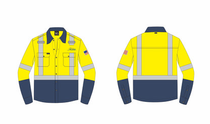 Men's Hi-Visibility Long Sleeve Color Block 65% Polyester/35% Cotton Shirt