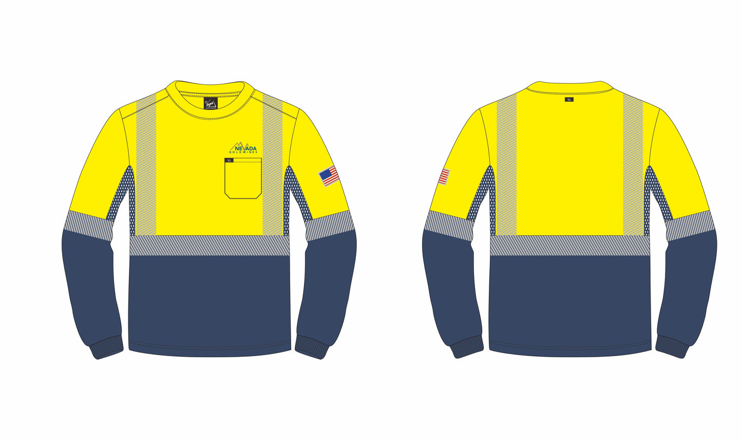 Men's Hi-Visibility Long Sleeve Color Block 100% Polyester Shirt
