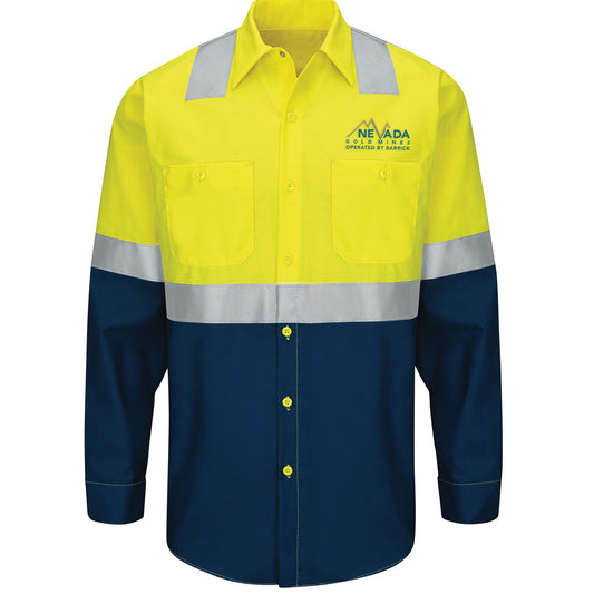 Hi-Visibility Long Sleeve Color Block Ripstop Work Shirt - Type R, Class 2 Uni-Sex