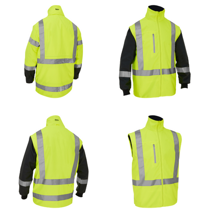 Men's Multi-Season ANSI Type R Class 3 Ripstop 5-in-1 Jacket with Class 2 Zip-Out Inner Jacket