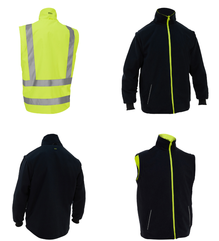 Men's Multi-Season ANSI Type R Class 3 Ripstop 5-in-1 Jacket with Class 2 Zip-Out Inner Jacket