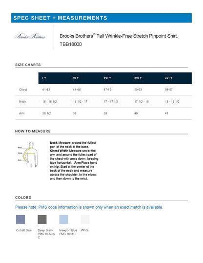 Brooks Brothers Tall Wrinkle-Free Stretch Pinpoint Shirt TBB18000